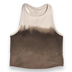 Athleta Shanti Watercolor Stripe Crop Tank Top S/Small Racerback Off-White Brown